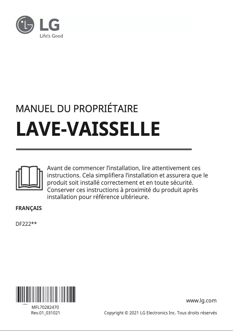 First page image of the manual for DF222FP