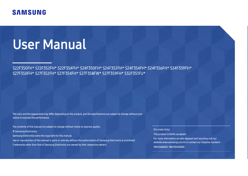 Page 1 of the manual User Manual Samsung LS22F350FHLXZP