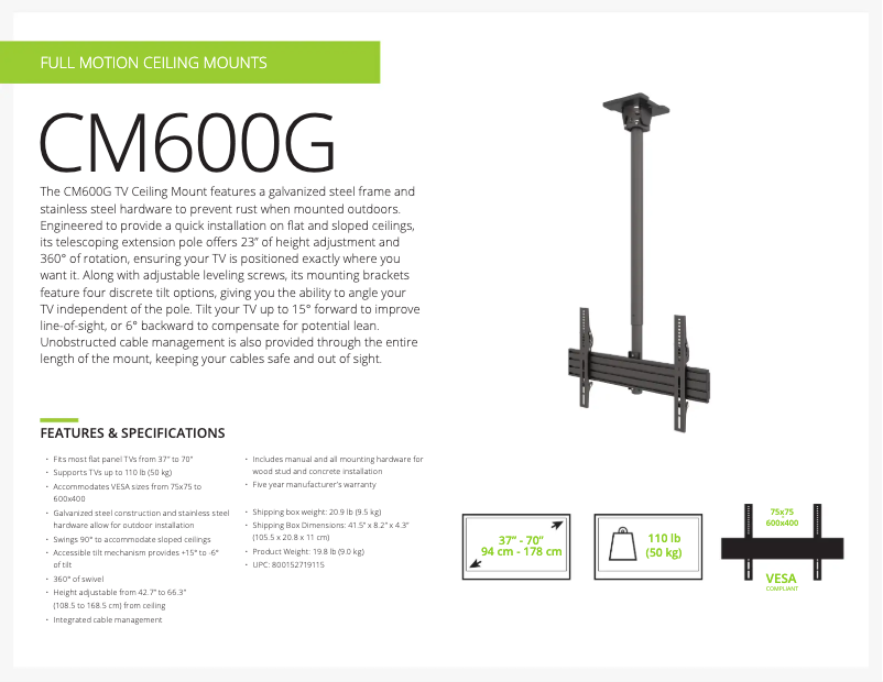 First page image of the manual for CM600G
