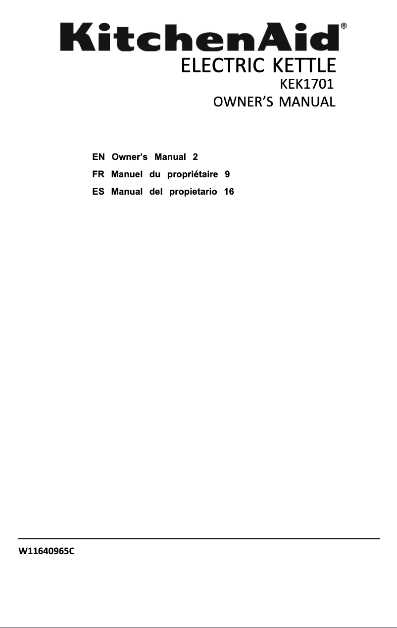 First page image of the manual for KEK1701