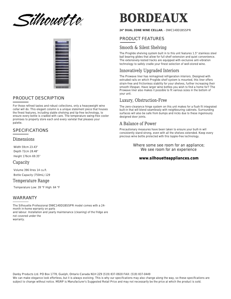 First page image of the manual for DWC140D1BSSPR