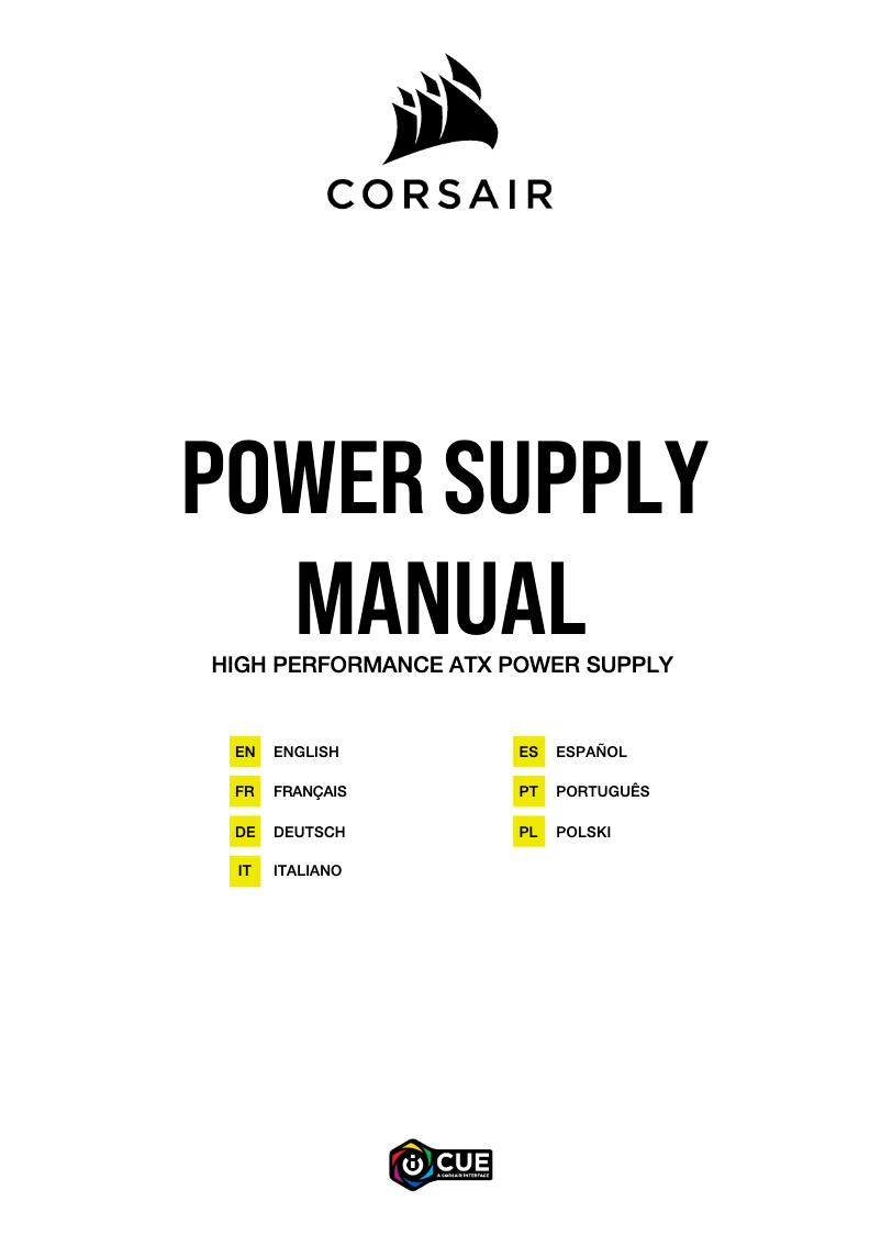 Page 1 of the manual Quick Start Guide Corsair HX1500i