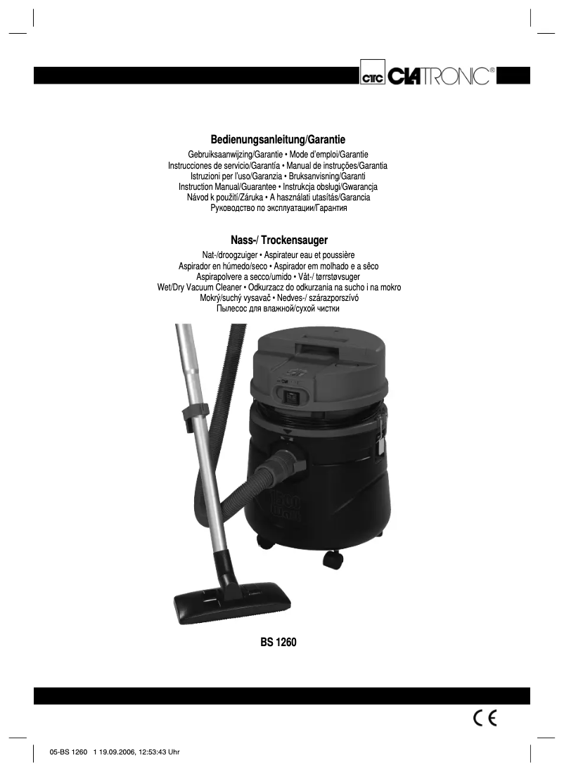 Page 1 of the manual User Manual Clatronic BS 1260