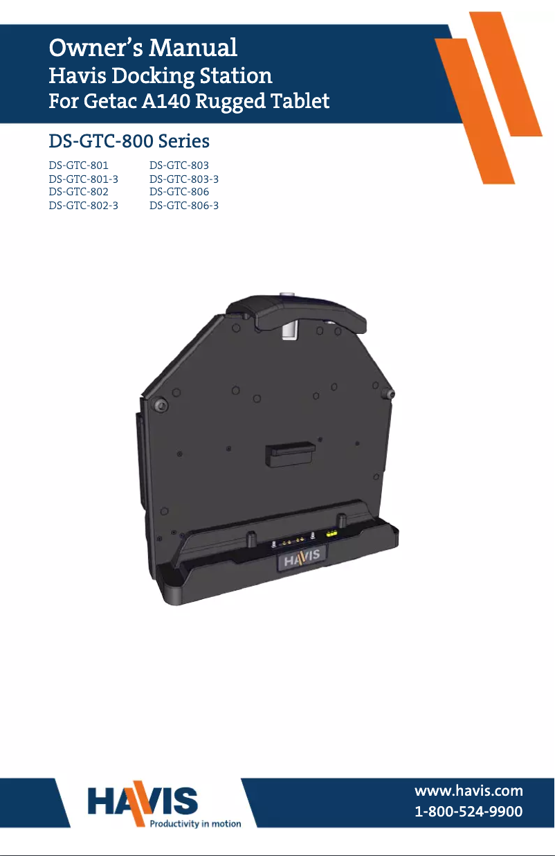 Page 1 of the manual User Manual Havis DS-GTC-801-3