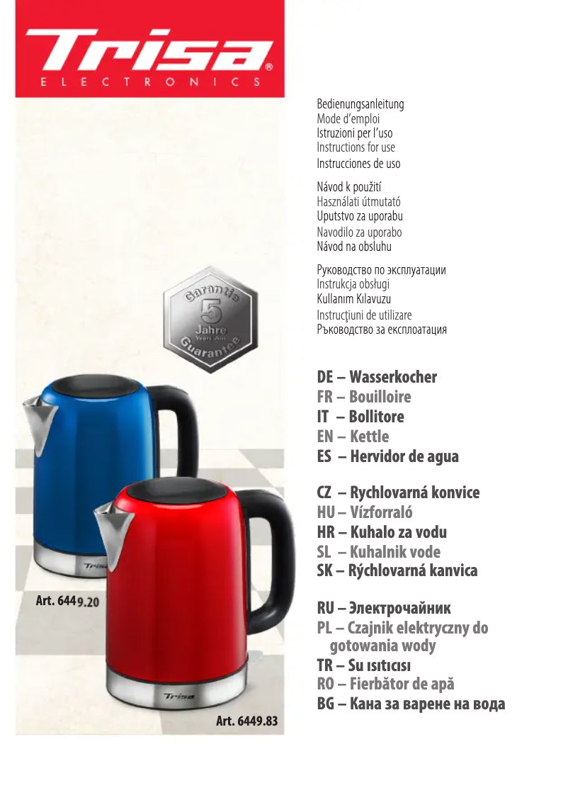 Page 1 of the manual User Manual Trisa 6621