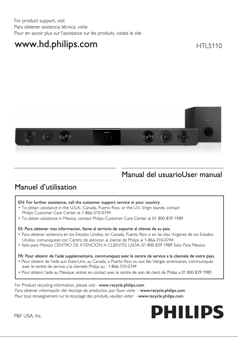 First page image of the manual for HTL5110