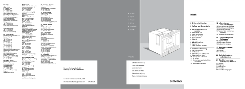 Page 1 of the manual Instruction Manual Siemens TK76K572