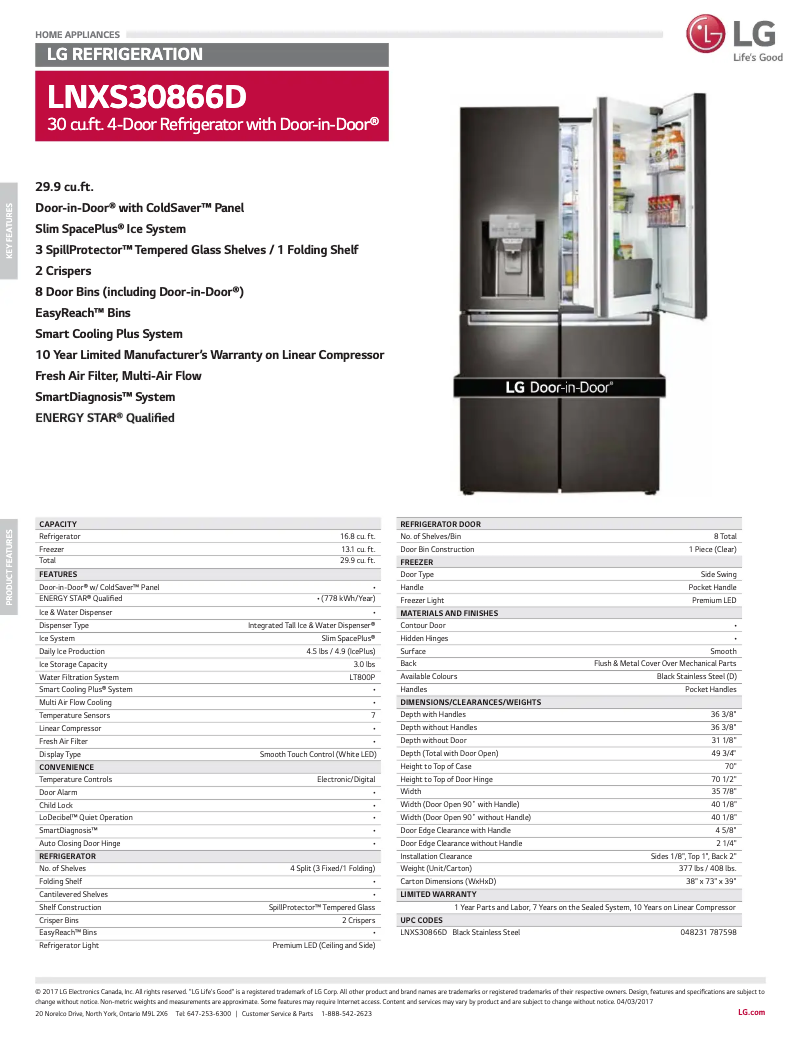 First page image of the manual for LNXS30866D