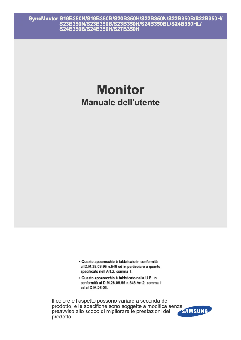 First page image of the manual for SyncMaster S24B350H