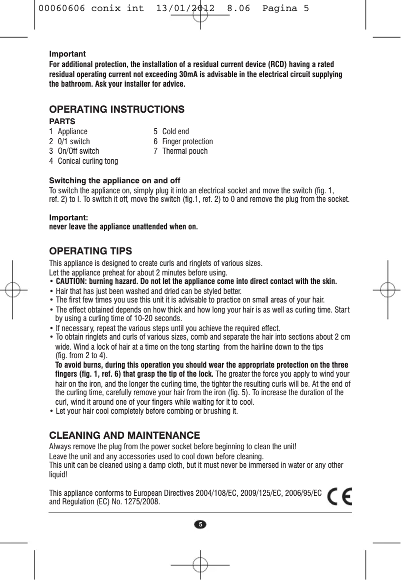 First page image of the manual for Conix Krultang