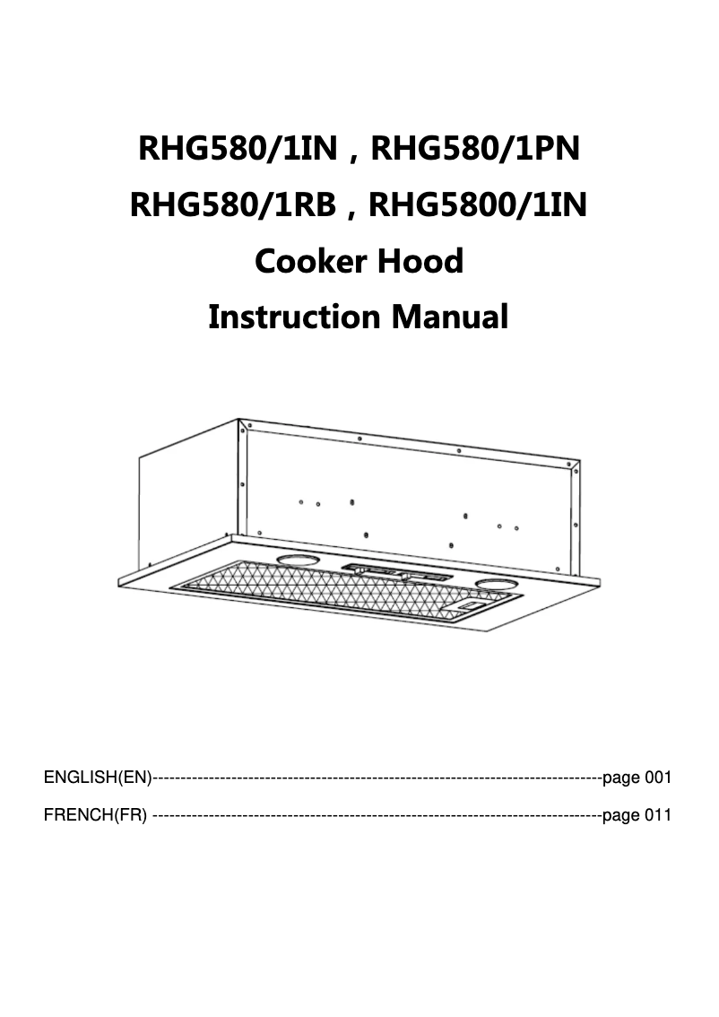 Page 1 of the manual Instruction Manual Rosieres RHG 5800/1 IN