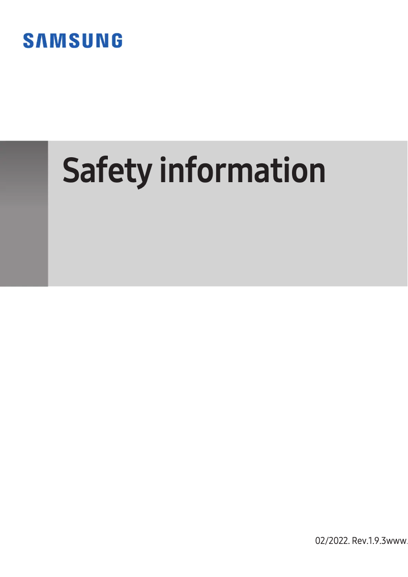 Page 1 of the manual Safety Instructions Samsung Galaxy M52 5G