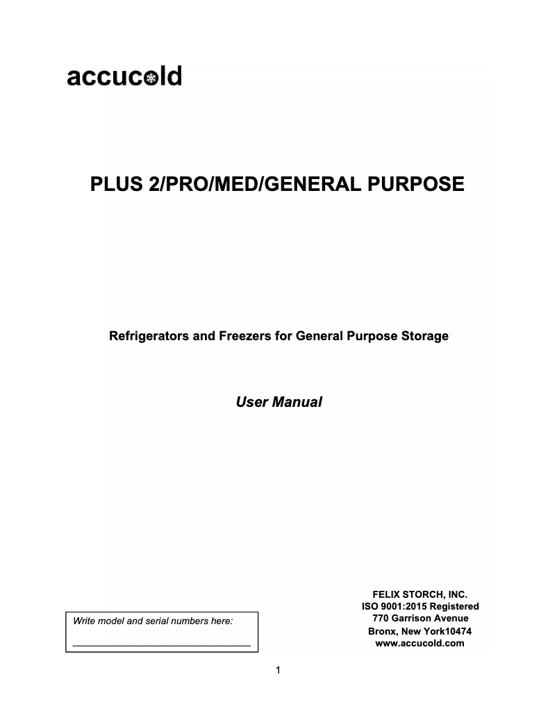 Page 1 of the manual Installation Guide Summit Accucold FS24LMED