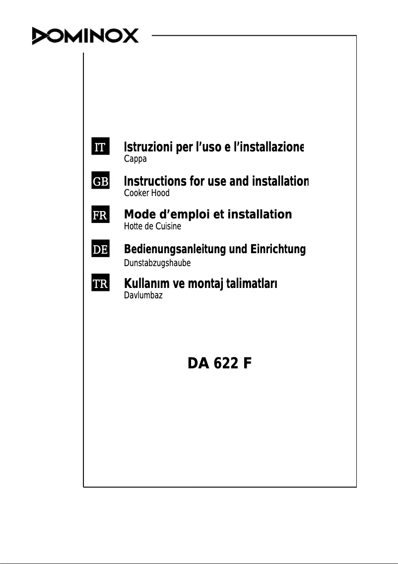 Page 1 of the manual User Manual Dominox DA 622 F