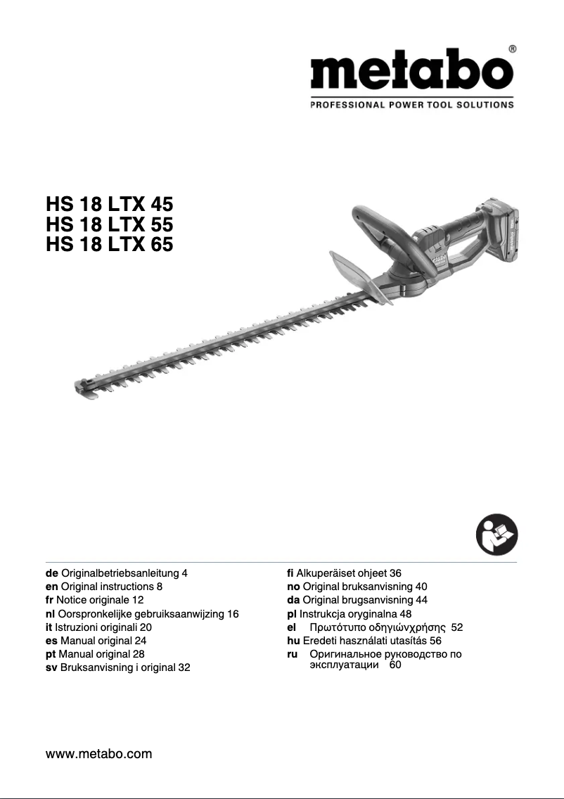 Page 1 of the manual User Manual Metabo HS 18 LTX 65