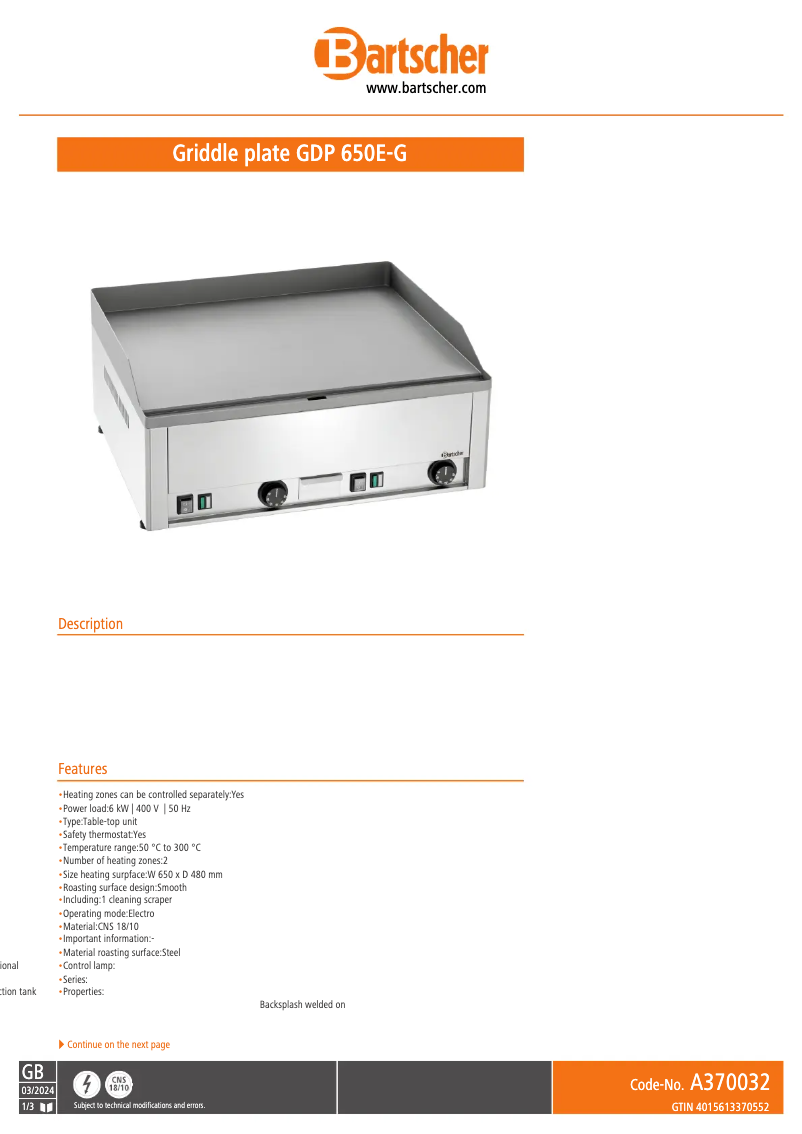 First page image of the manual for GDP 650E-G