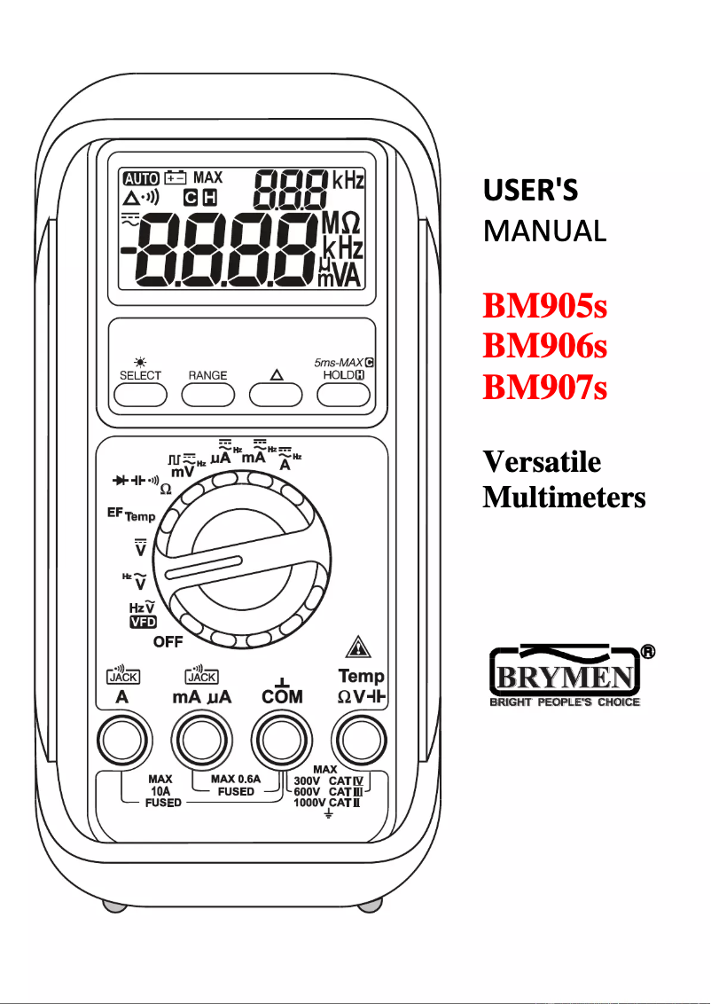 First page image of the manual for BM907s
