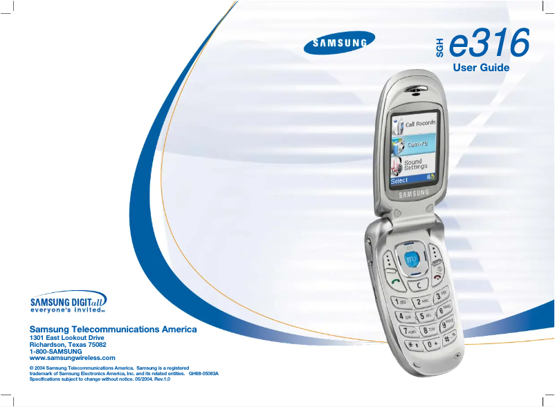 Page 1 of the manual User Manual Samsung SGH-E316