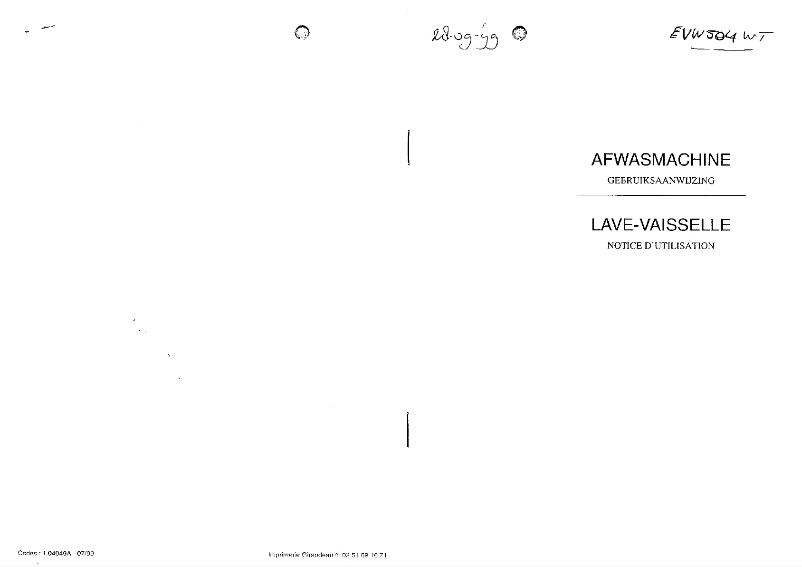 First page image of the manual for EVW604