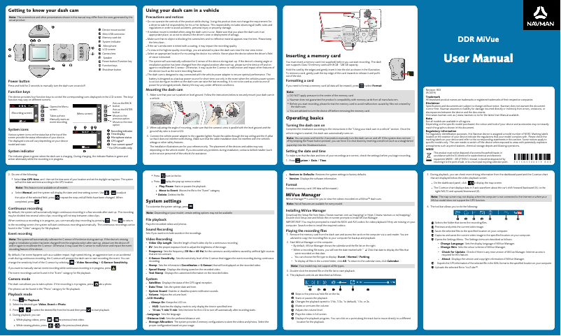Page 1 of the manual User Manual Navman MiVue 710