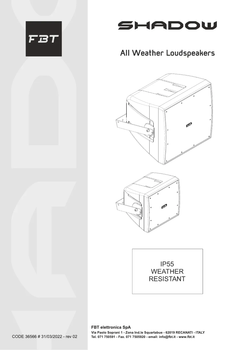 Page 1 of the manual User Manual FBT SHADOW 114S T