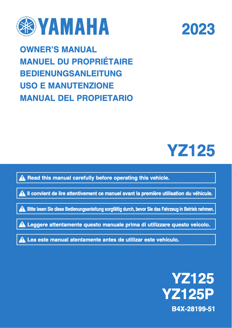 Page 1 of the manual User Manual Yamaha YZ125 (2023)