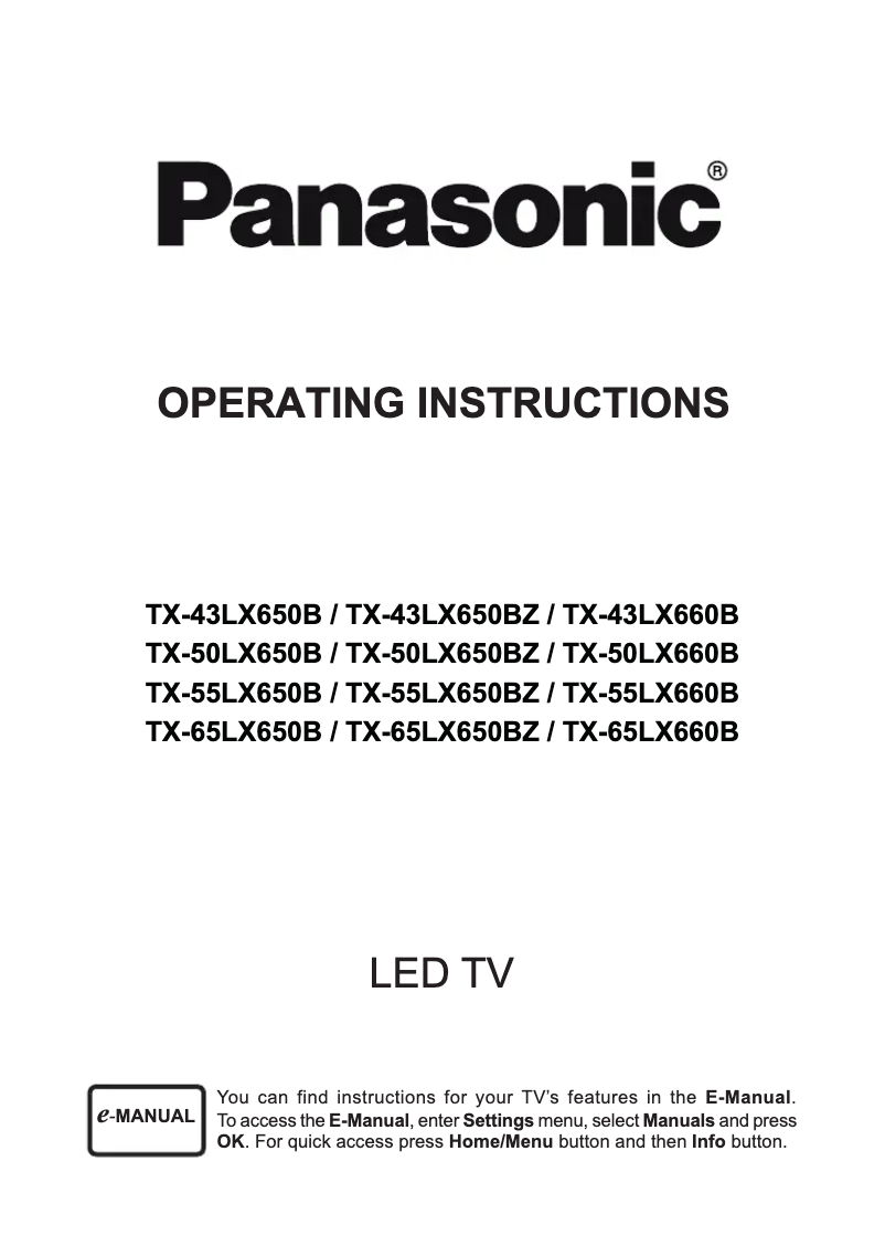 Page 1 of the manual User Manual Panasonic TX-50LX650BZ