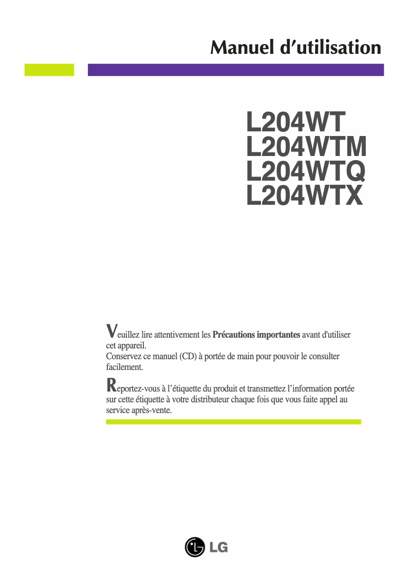 Page 1 of the manual User Manual LG L204WT-BF