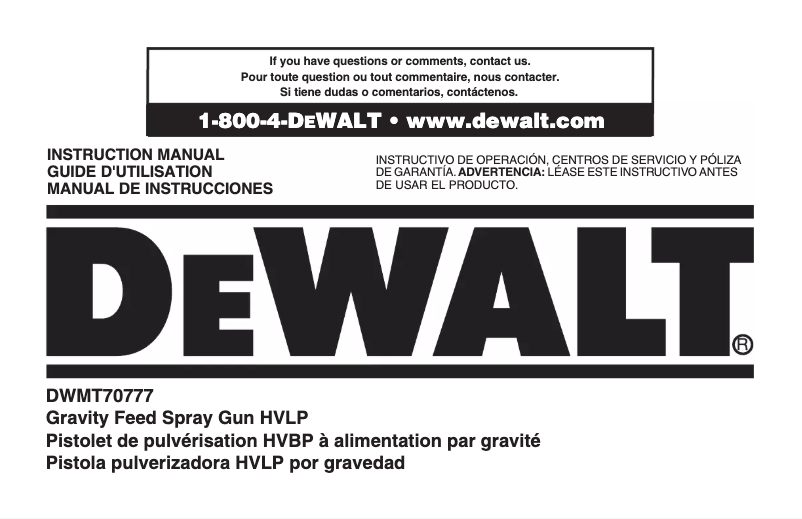 Page 1 of the manual User Manual DeWalt DWMT70777