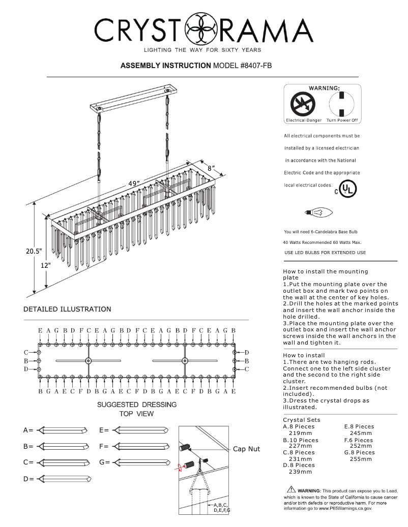 Page 1 of the manual User Manual Crystorama Hollis 8407-FB