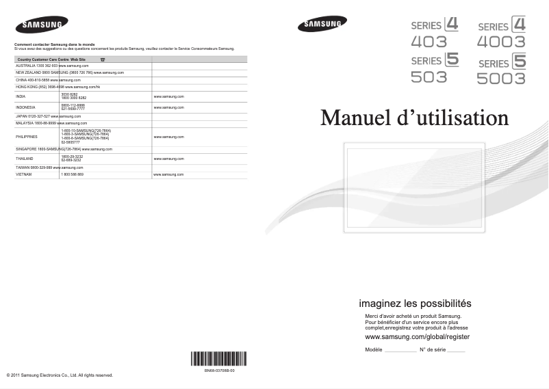 First page image of the manual for LA32D403E2