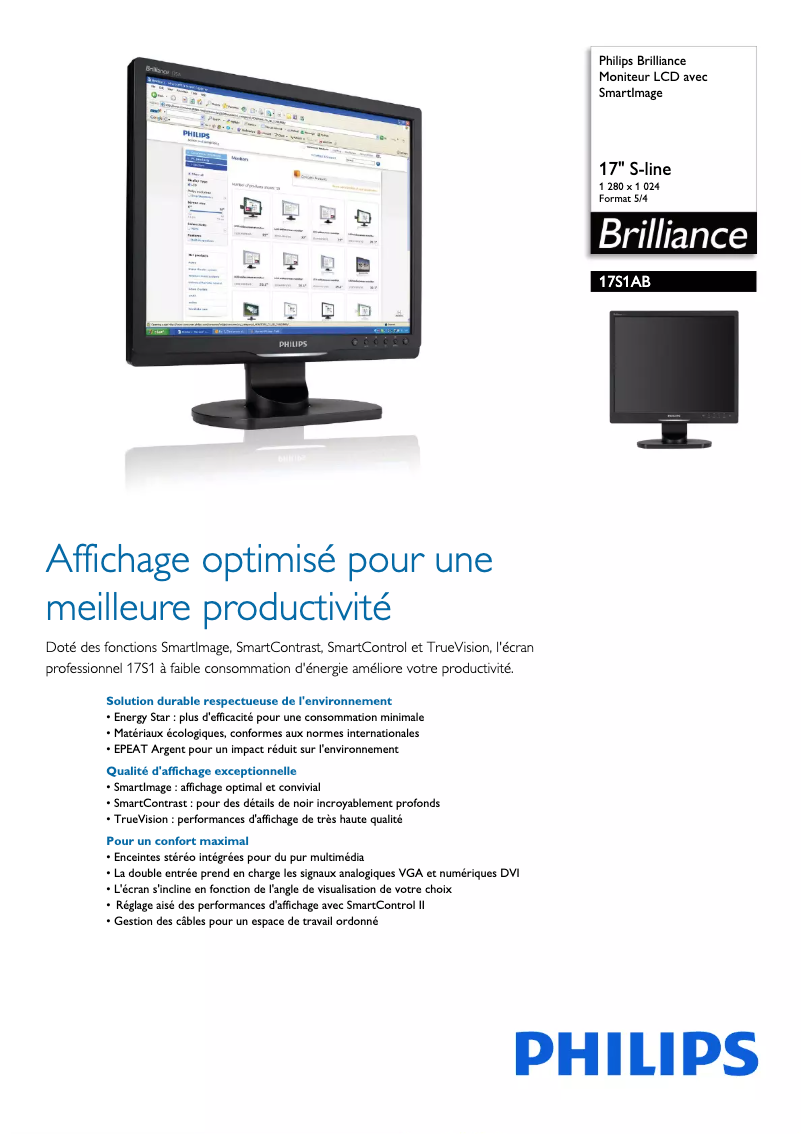 First page image of the manual for Brilliance 17S1AB