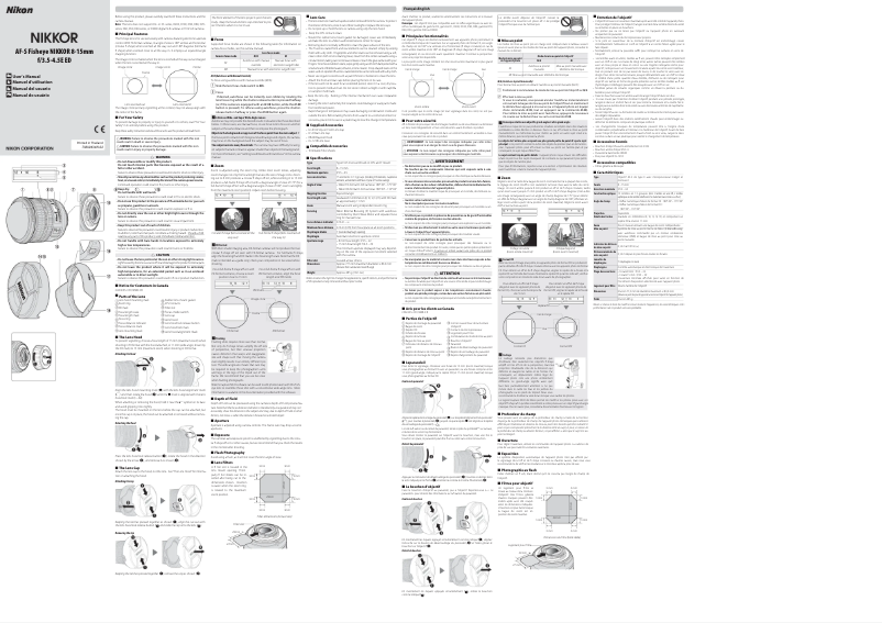 Page 1 of the manual User Manual Nikon AF-S Fisheye NIKKOR 8-15mm f