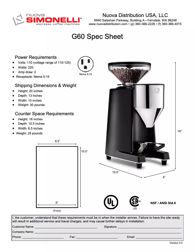 First page image of the manual for G60
