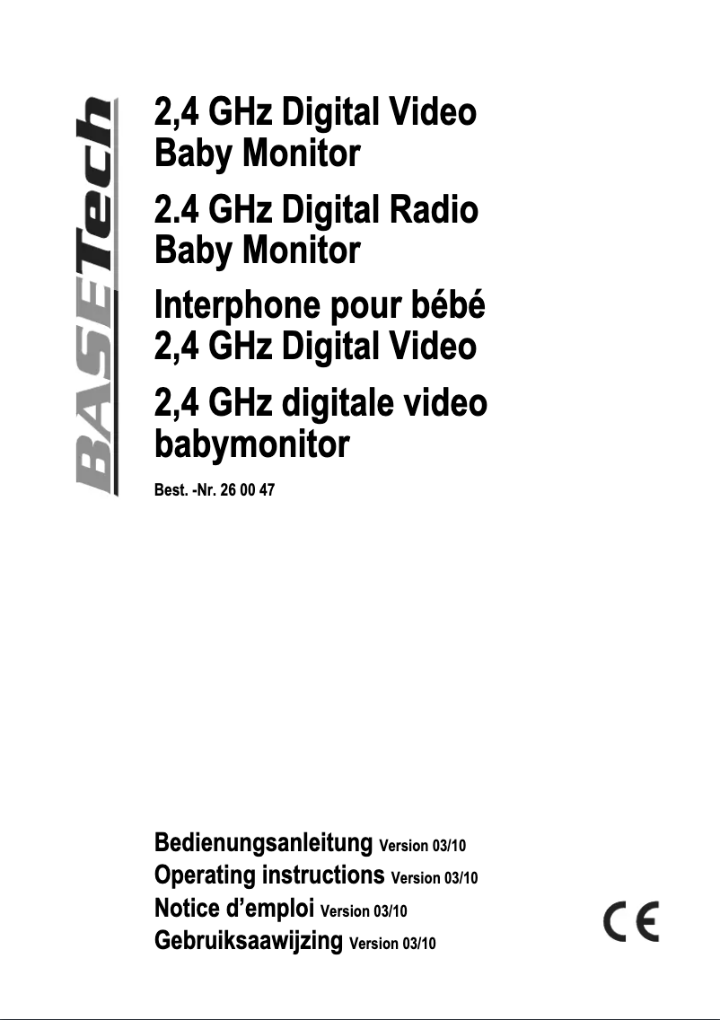 First page image of the manual for 2,4 GHz Digital Video Baby Monitor