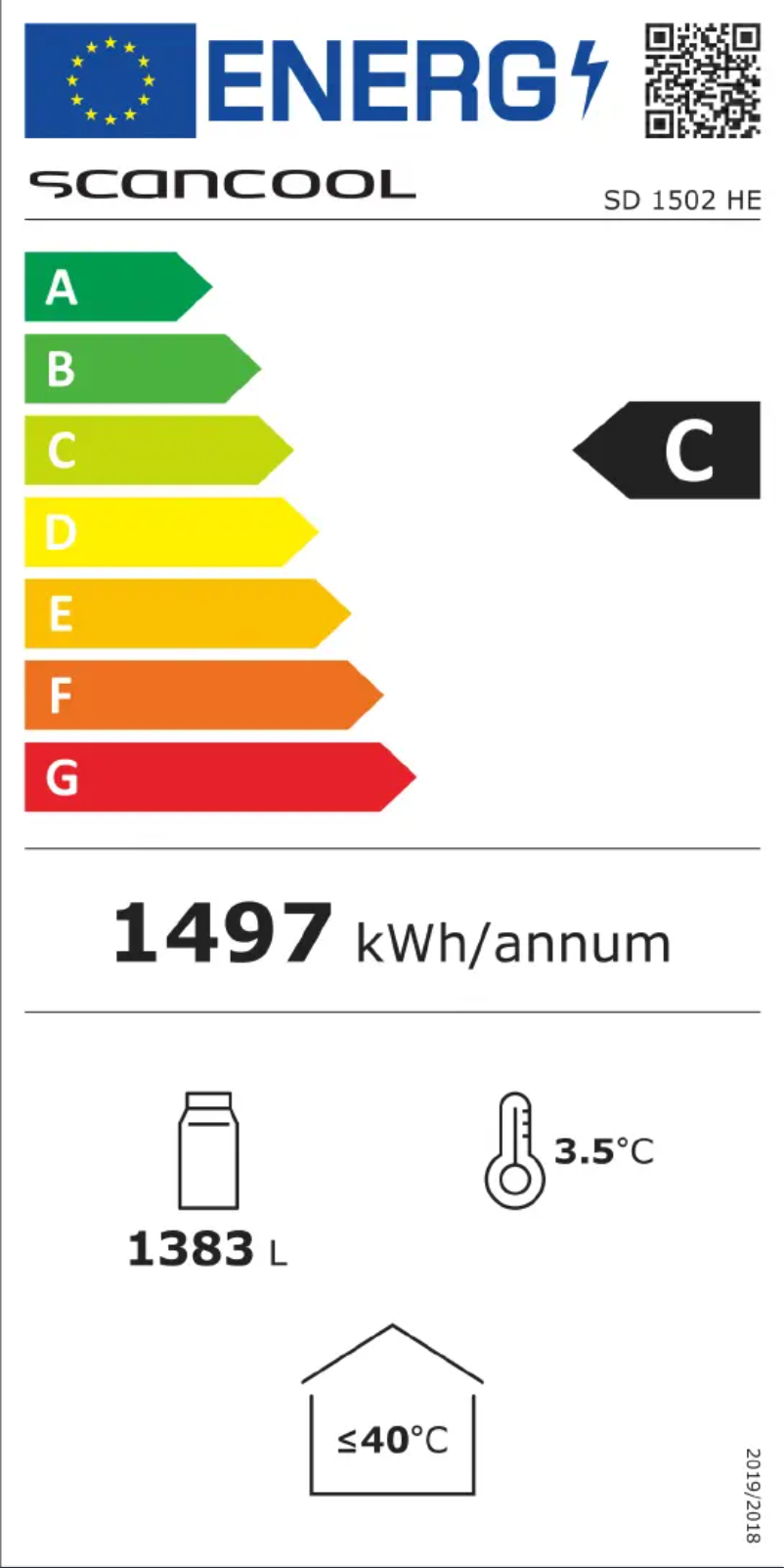 Page 1 of the manual Energy Label Scancool SD 1502 HE