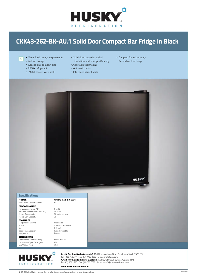 First page image of the manual for CKK43-262-BK-AU1