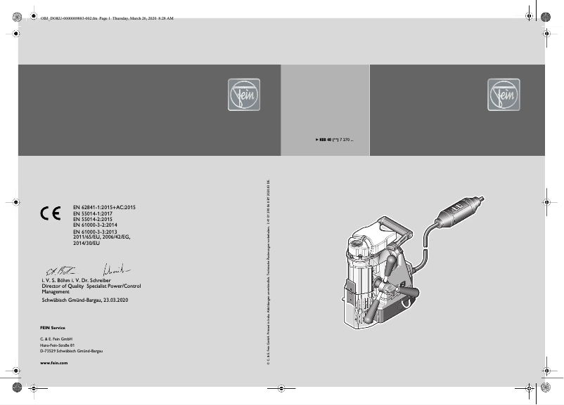 First page image of the manual for KBB 40