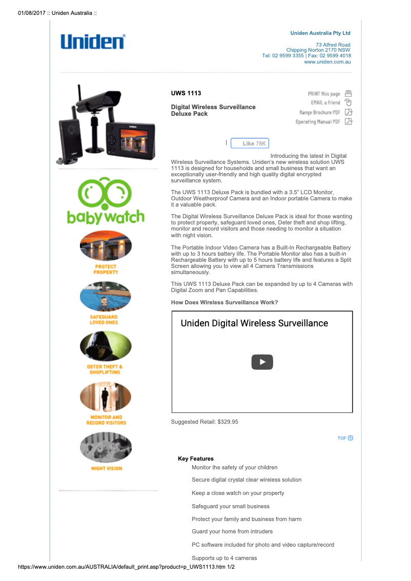 First page image of the manual for UWS 1113