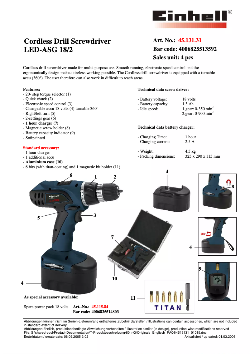 First page image of the manual for LED-ASG 18