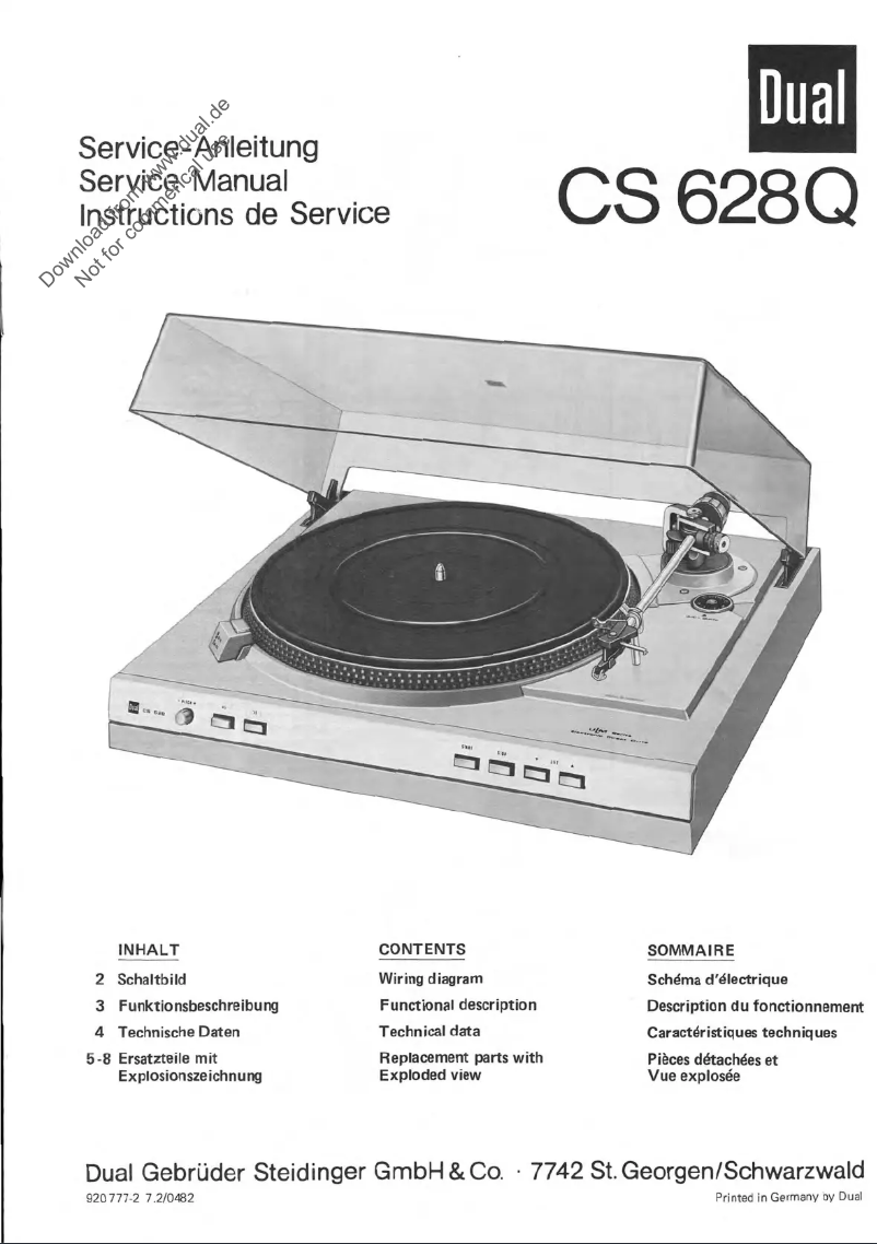 First page image of the manual for CS 628 Q