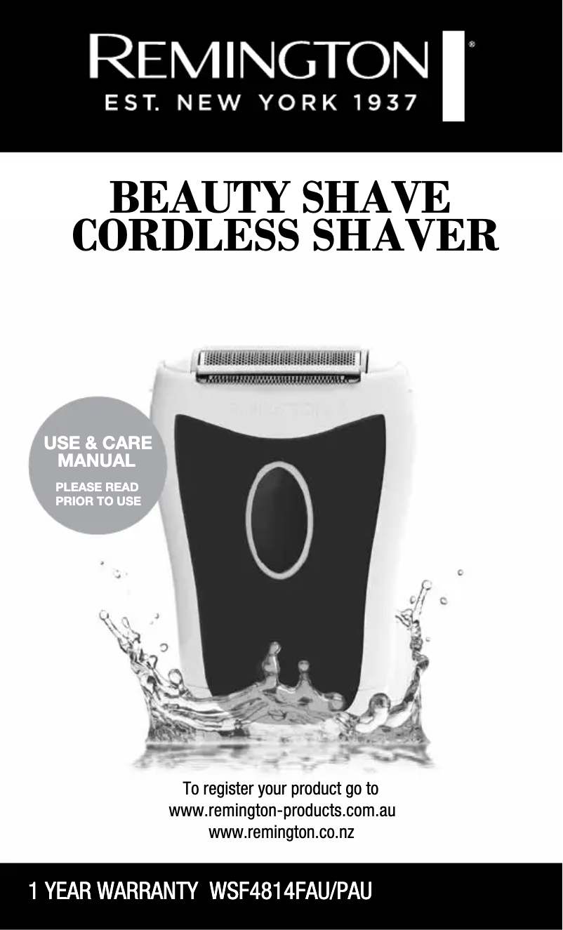 Page 1 of the manual User Manual Remington Beauty Shave WSF4814FAU