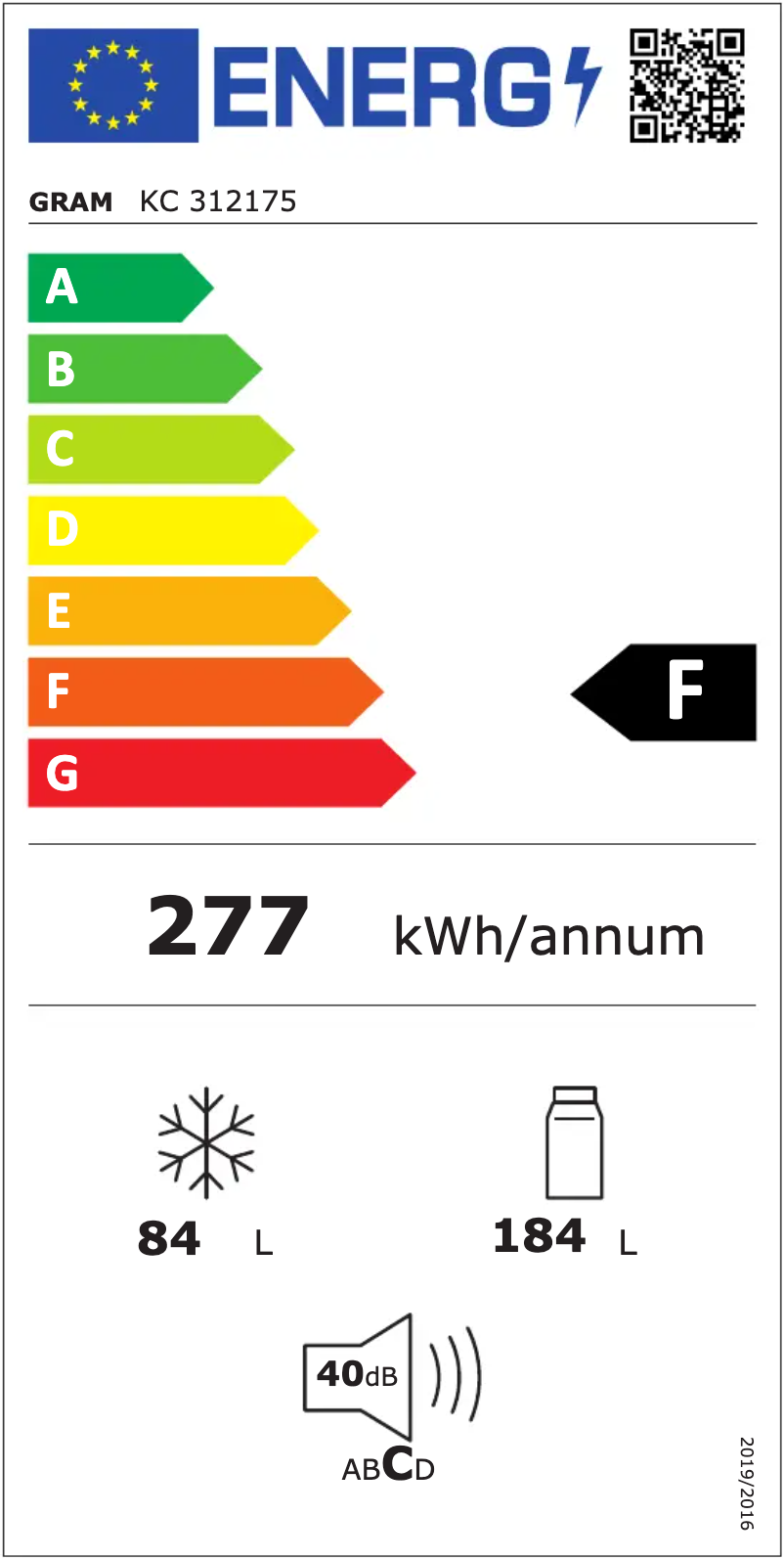 Page 1 of the manual Energy Label Gram KC 312175