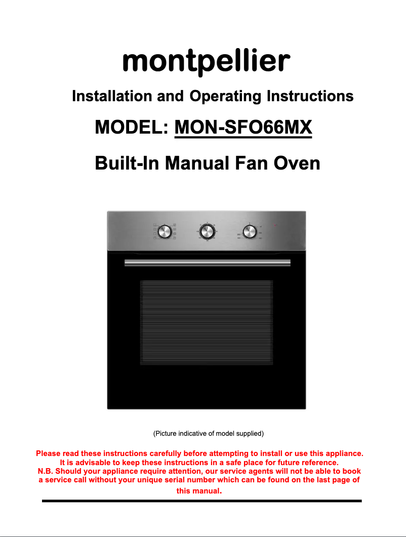 First page image of the manual for SFO66MX
