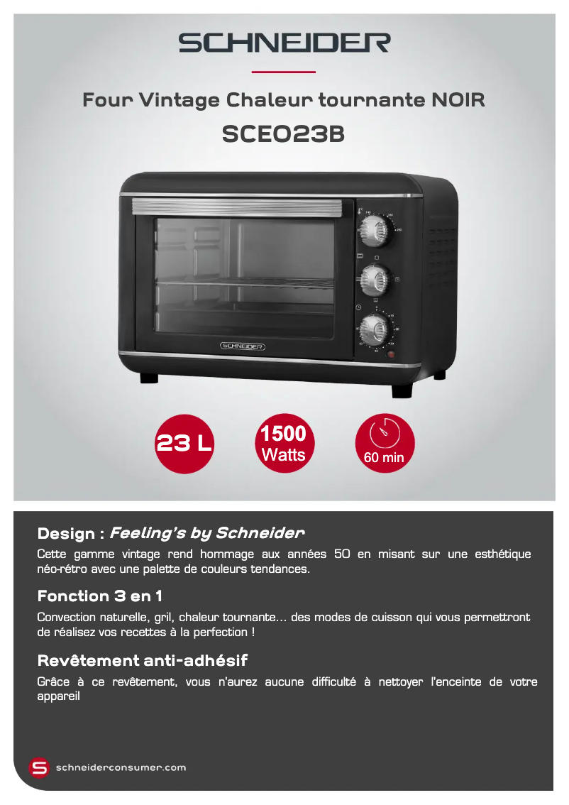 Page 1 of the manual Technical Sheet Schneider SCEO23B