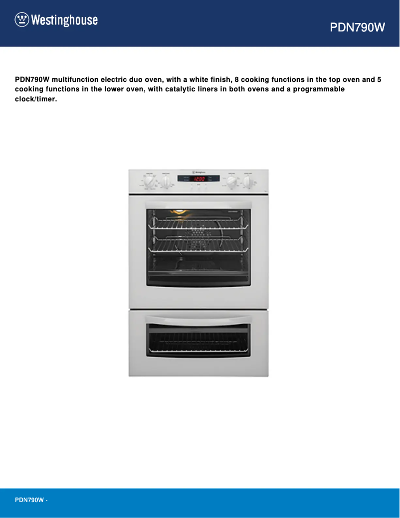 Page 1 of the manual User Manual Westinghouse PDN790W