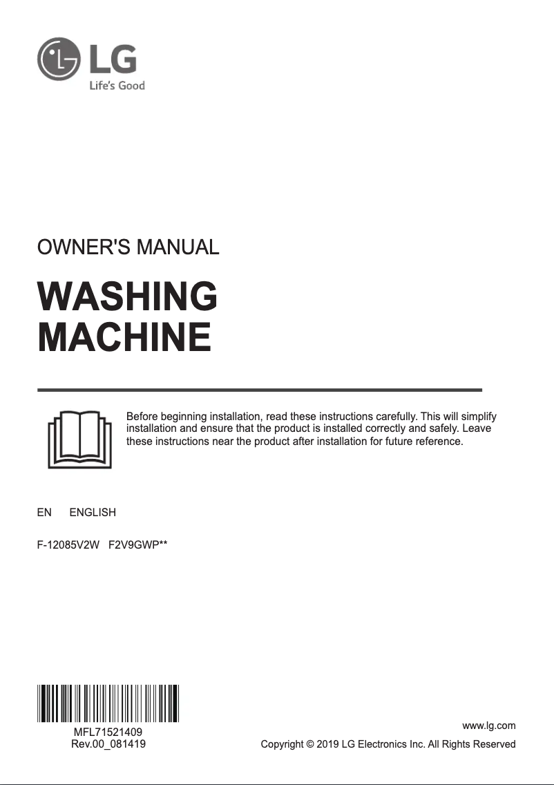 Page 1 of the manual User Manual LG F-12085V2W