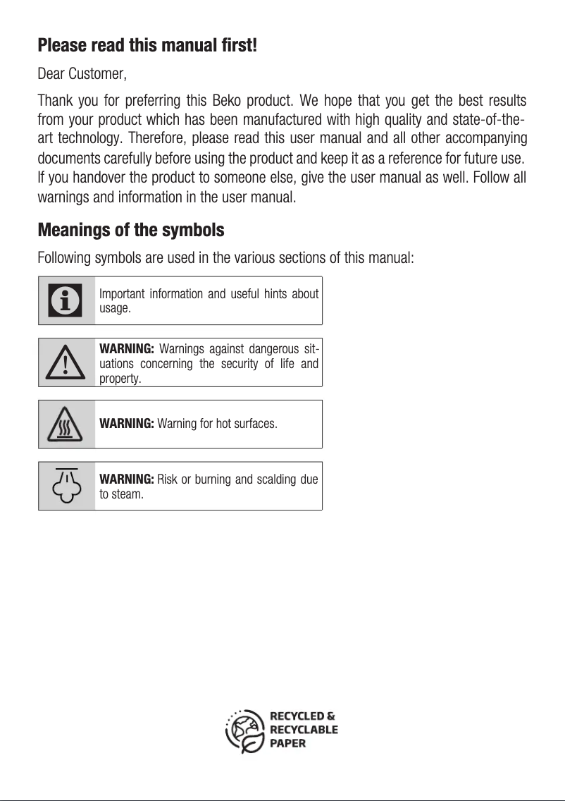 First page image of the manual for Aria Expert BEU 9030 M