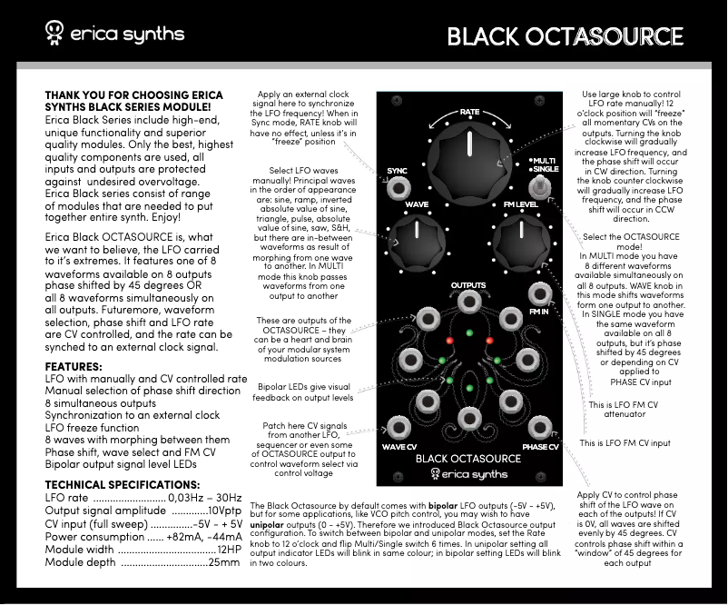 First page image of the manual for Black Octasource