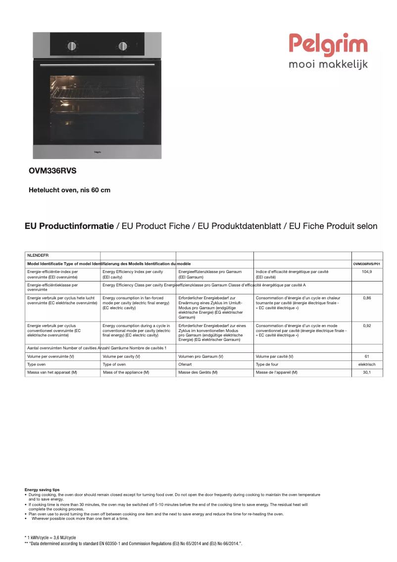 First page image of the manual for OVM336RVS
